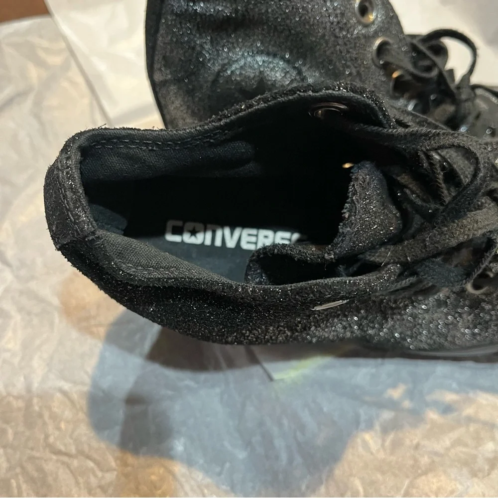 Converse Chuck Taylor All Star Lux Hidden Heel Wedge Black Silver Womens 6. - Picture 9 of 11